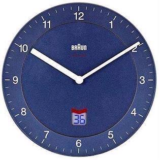 Blåt Braun væg ure, radio styret quartz ur med dato - Ø 20 cm model BNC006BLBL-DCF
